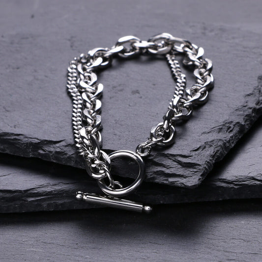 All-Match Hip-Hop Double-Layer Titanium Steel Bracelet