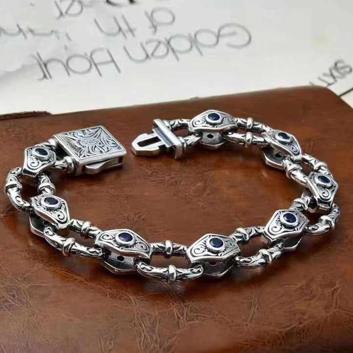 925 Silver Retro Vine Grass Pattern Bracelet