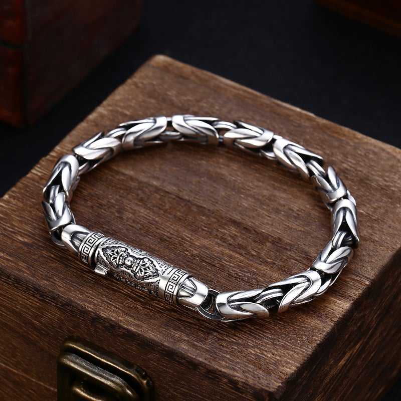 925 Silver Six Character Truth Vajra Pestle Bracelet