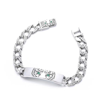925 Silver Papas Tiger Year Couple Bracelet Fashion Punk Bracelet