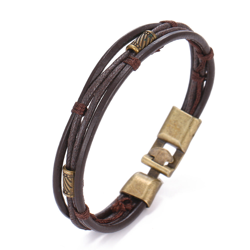 Hollow Triangular Leather Bracelet