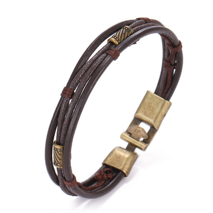 Hollow Triangular Leather Bracelet