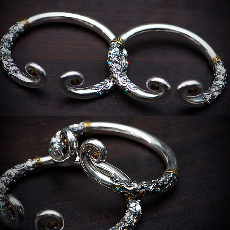 925 Silver Golden Cudgel Bracelet