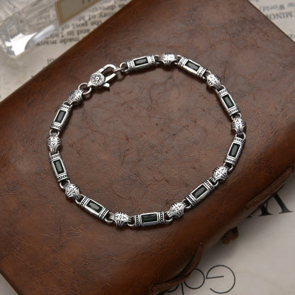 Exquisite inlaid gemstone patterned bracelet