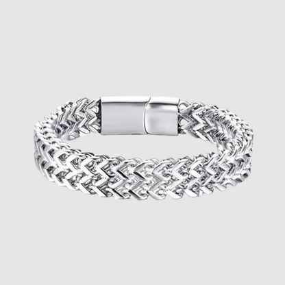 Men's stainless steel double layer wide chain fashion neutral titanium steel thick bracelet