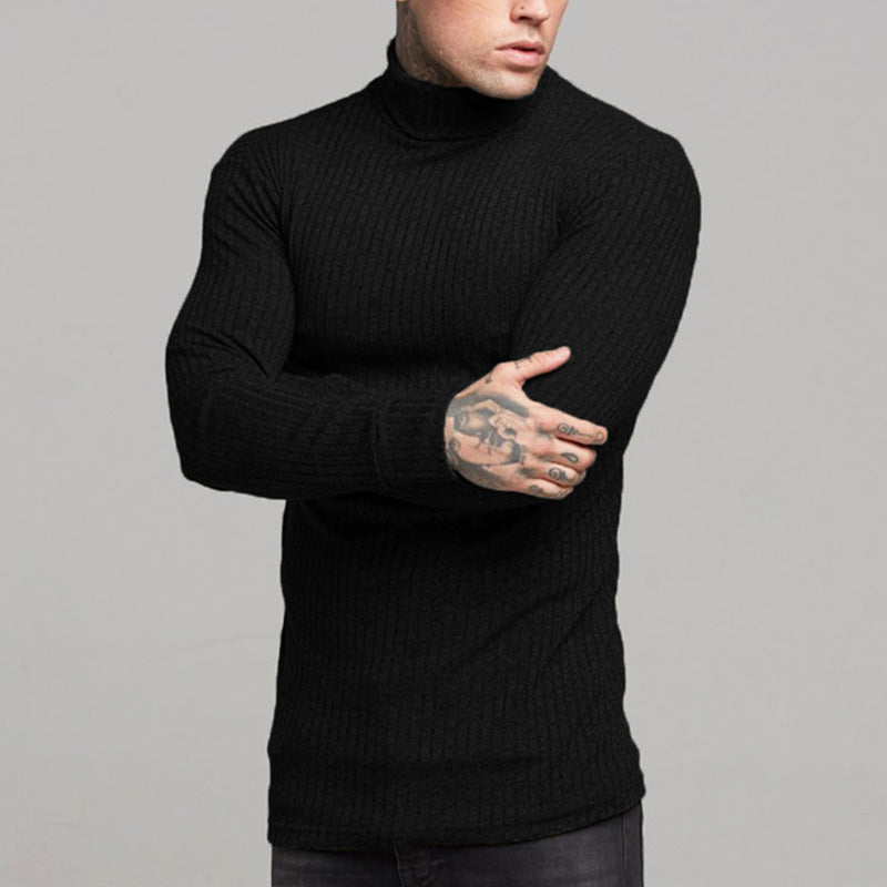 Knit Muscle Fit Turtle-neck Tee