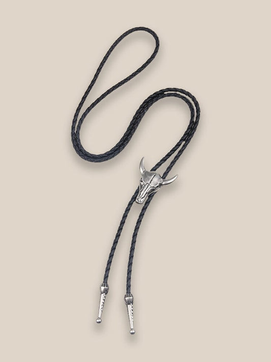 Western Cow Skull Bolo Tie Necklace