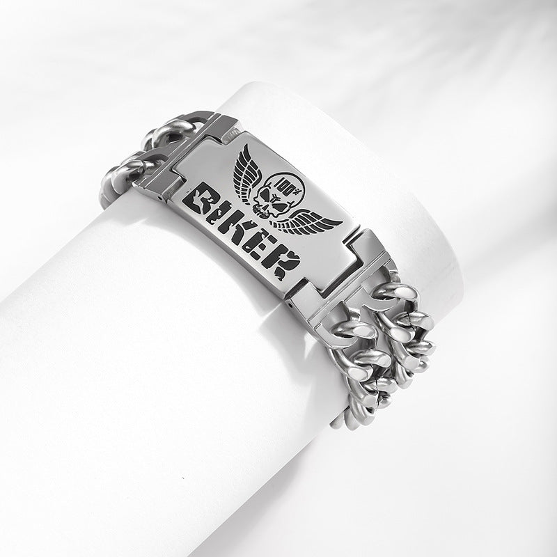 Silver Lettering Plain Bracelet