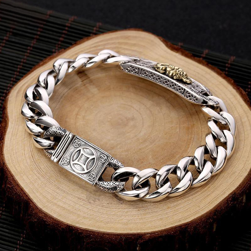 925 Silver Horse Whip Chain Body Money Pixiu Bracelet