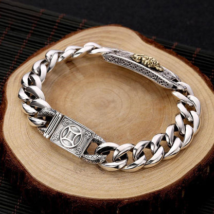 925 Silver Horse Whip Chain Body Money Pixiu Bracelet