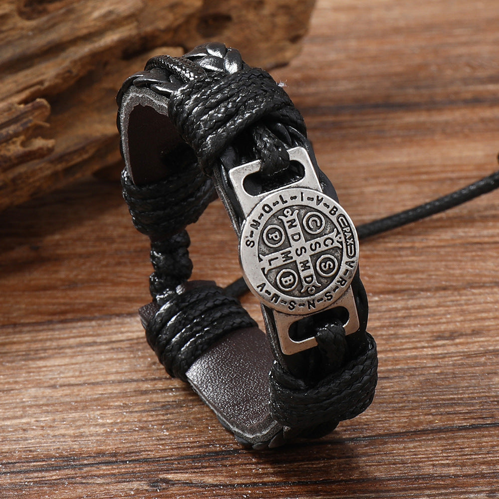 New Retro Men's Hand Woven Leather Bracelet