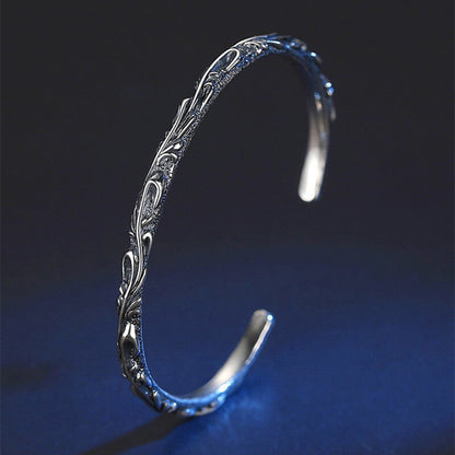 Retro Dark Punk Style Vine Carving Open Bracelet