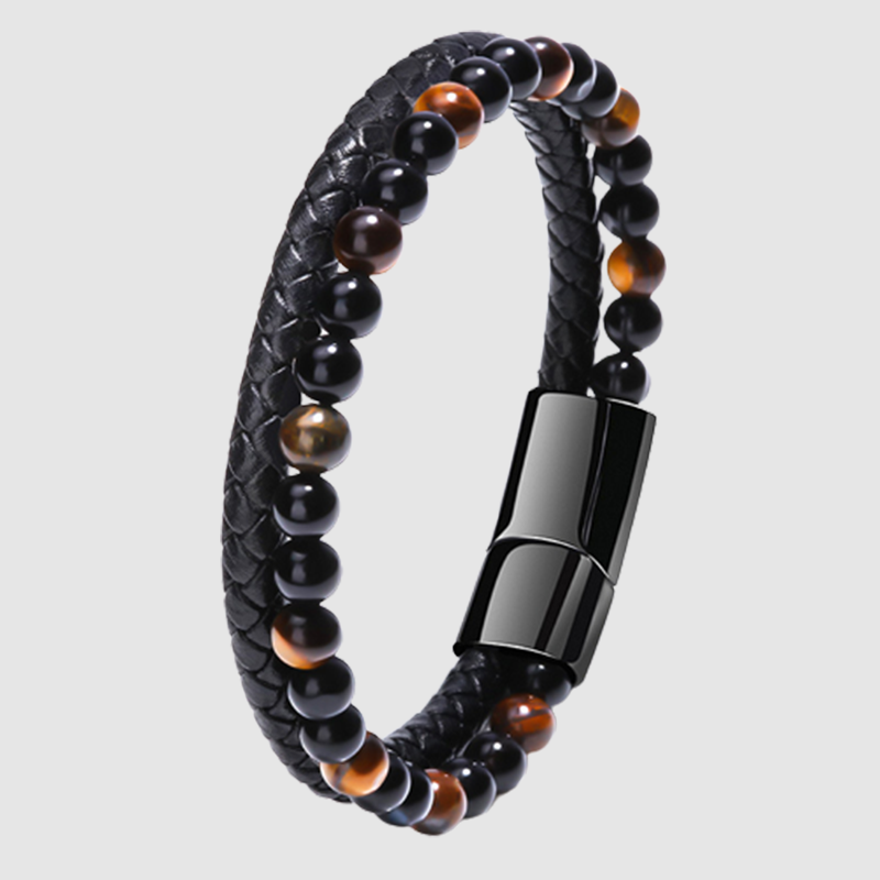 925 Silver  Natural stone bracelet cowhide rope agate bracelet bracelet