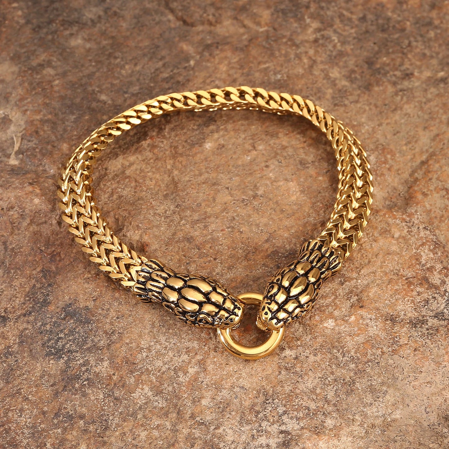 Double Snake Head Steel Bracelet