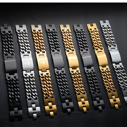 Men's Cross Double Row Bracelet