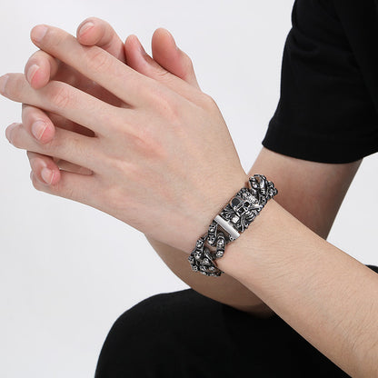 Retro Skull Titanium Steel Rock Punk Bracelet