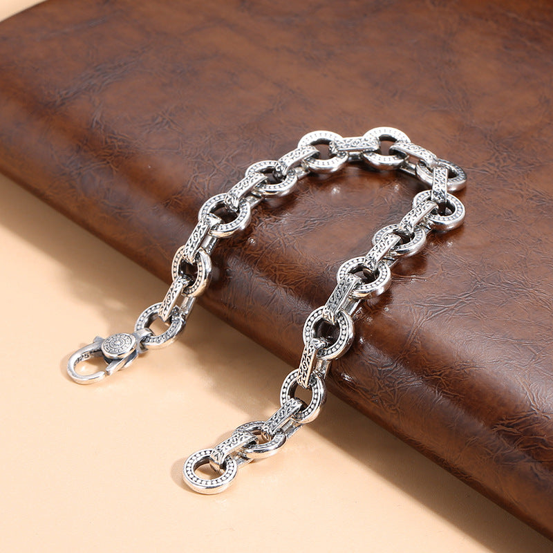 S925 Men's Round Lock Bracelet