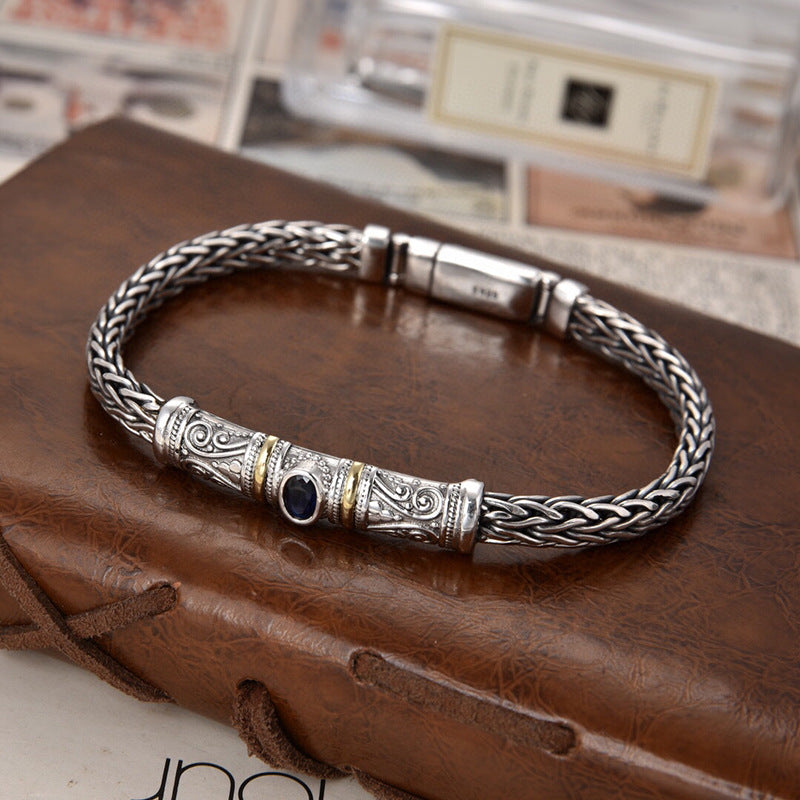 Heavy industry keel woven diamond inlaid bracelet