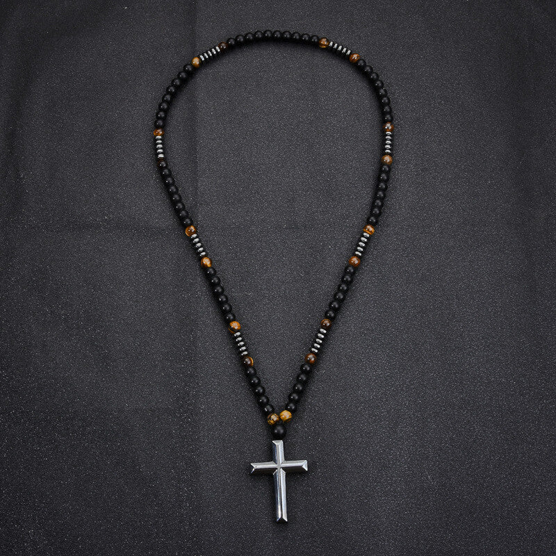 Ball Bead Cross Men's Necklace