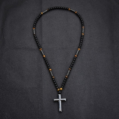 Ball Bead Cross Men's Necklace