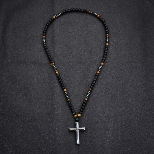 Ball Bead Cross Men's Necklace