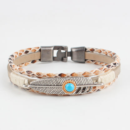 Woven multi-layer feather bracelet
