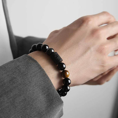 Natural Obsidian Aries Elastic Bracelet