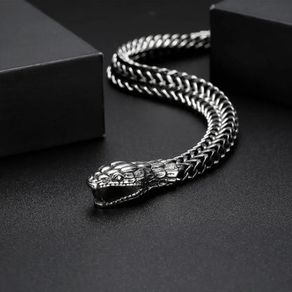 Double Snake Head Steel Bracelet