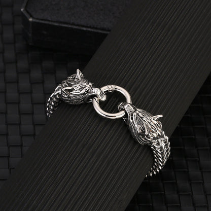 Wolf Head Viking Titanium Steel Strengthen Bracelet