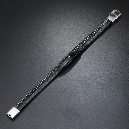 Stainless Steel Men's WristbandLeather Bracelet