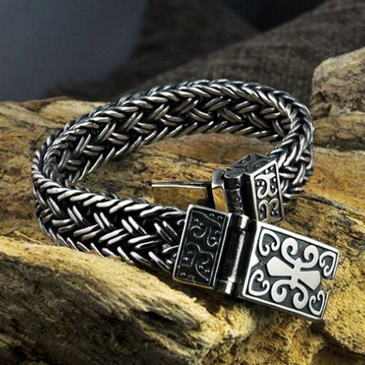 925 Silver Bracelet for Man Personality Woven