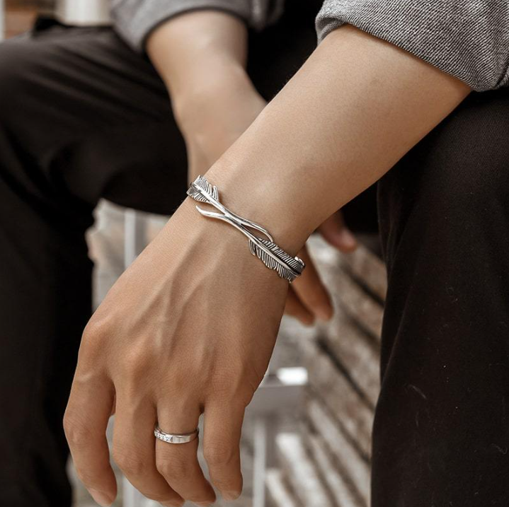 925 Silver hand-woven personalized retro opening adjustable bracelet