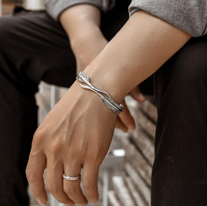 925 Silver hand-woven personalized retro opening adjustable bracelet