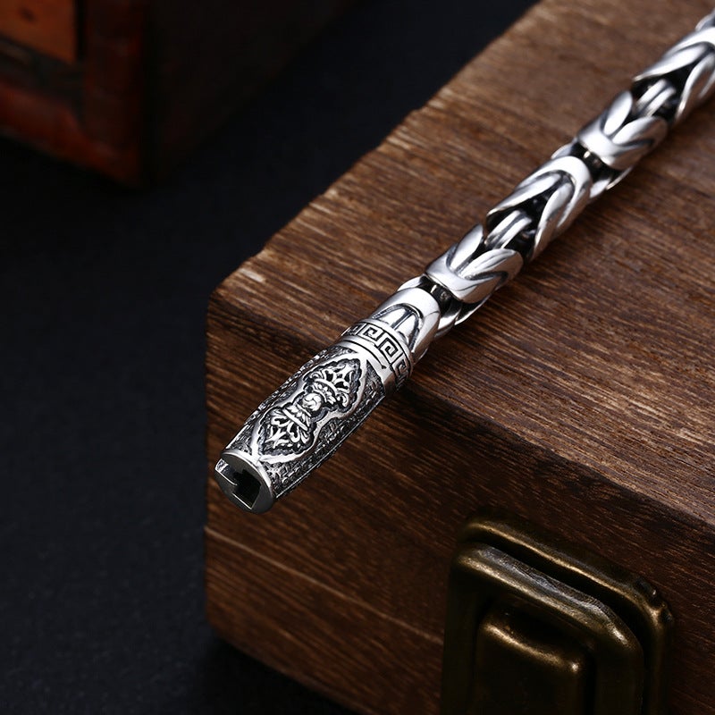 925 Silver Six Character Truth Vajra Pestle Bracelet