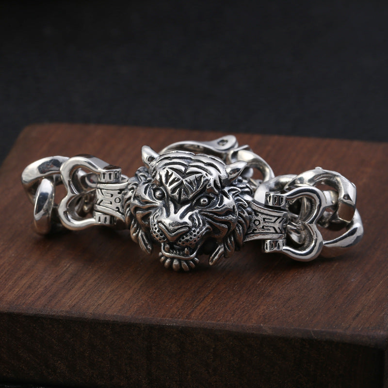925 Silver retro creative tiger head bracelet