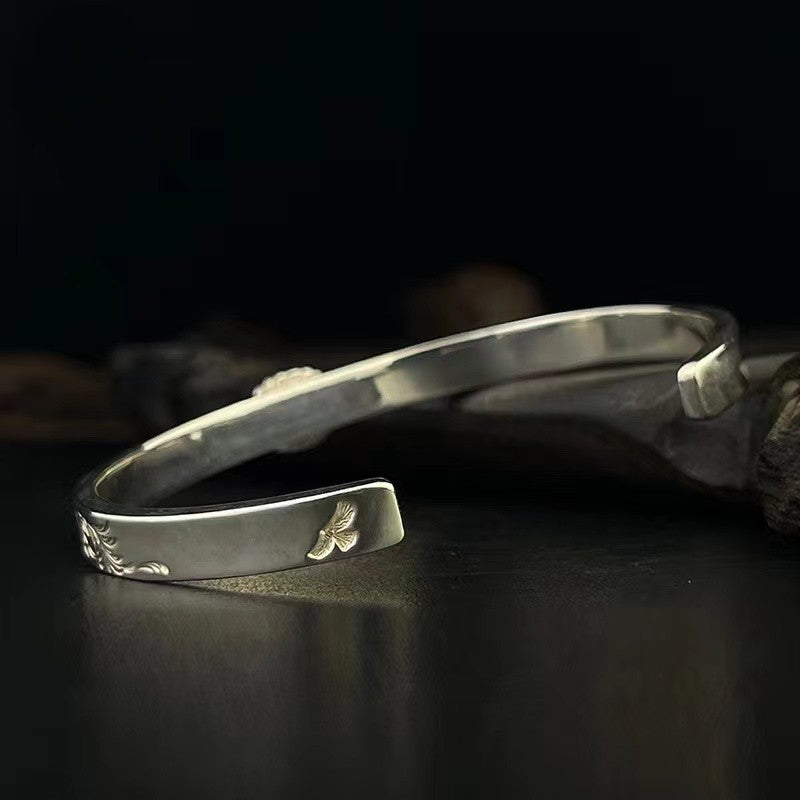 Phoenix Tail Feather Open Ruby Open Adjustable Bracelet