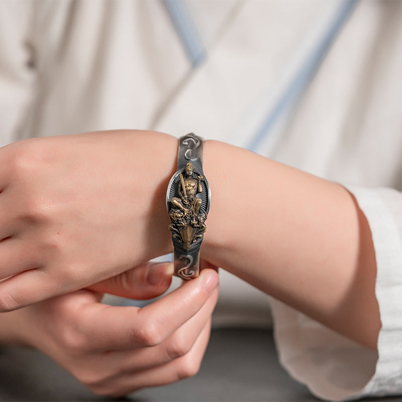 S925 Handmade Ethnic Style Retro Silver Jewelry 12 Zodiac Buddha Bracelet