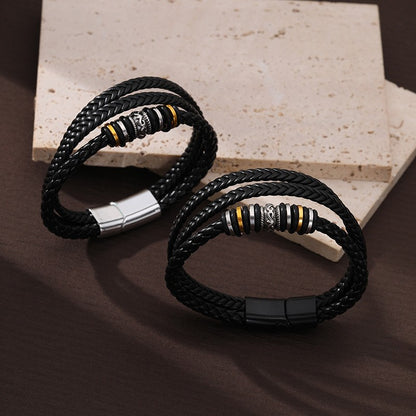 Three-layer Woven Ethnic Style Leather Bracelet