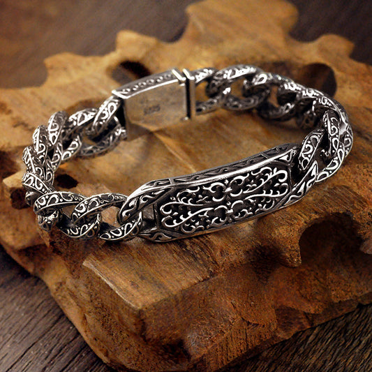 925 Silver retro auspicious rattan bolt bracelet