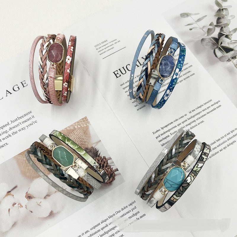 Multi layered hexagonal magnetic buckle bracelet