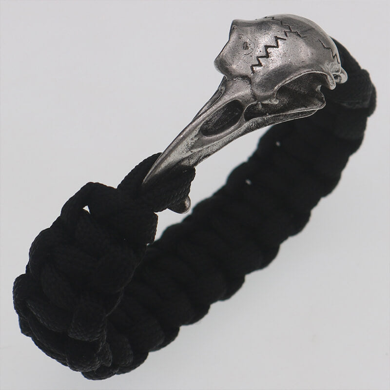 Hand-woven Viking Raven Head Men's Bracelet