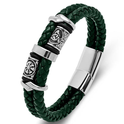 Celtic Knot And Viking Compass Stainless Steel Bracelet