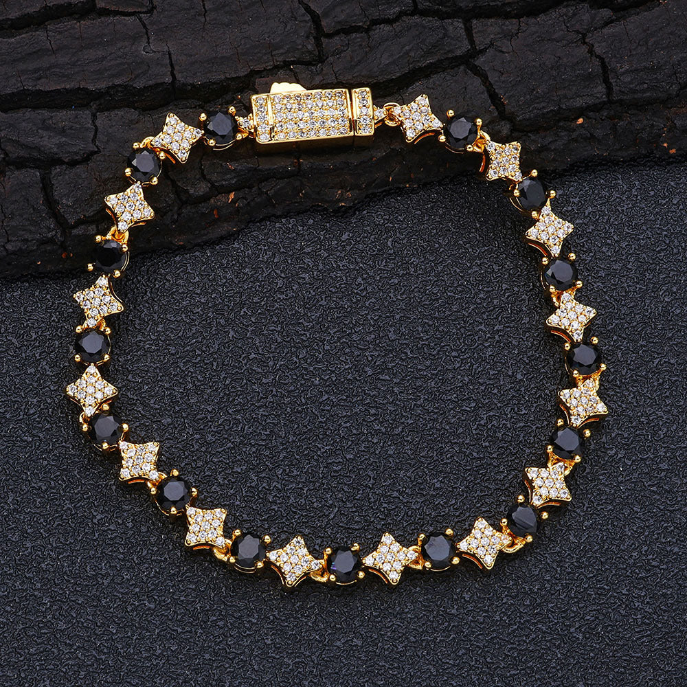 Hip Hop Cross Cross 6mm Star Zircon Tennis Chain Bracelet