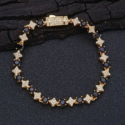 Hip Hop Cross Cross 6mm Star Zircon Tennis Chain Bracelet