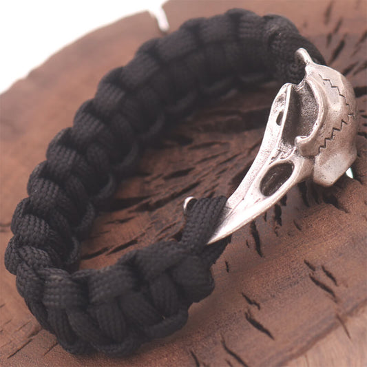 Hand-woven Viking Raven Head Men's Bracelet