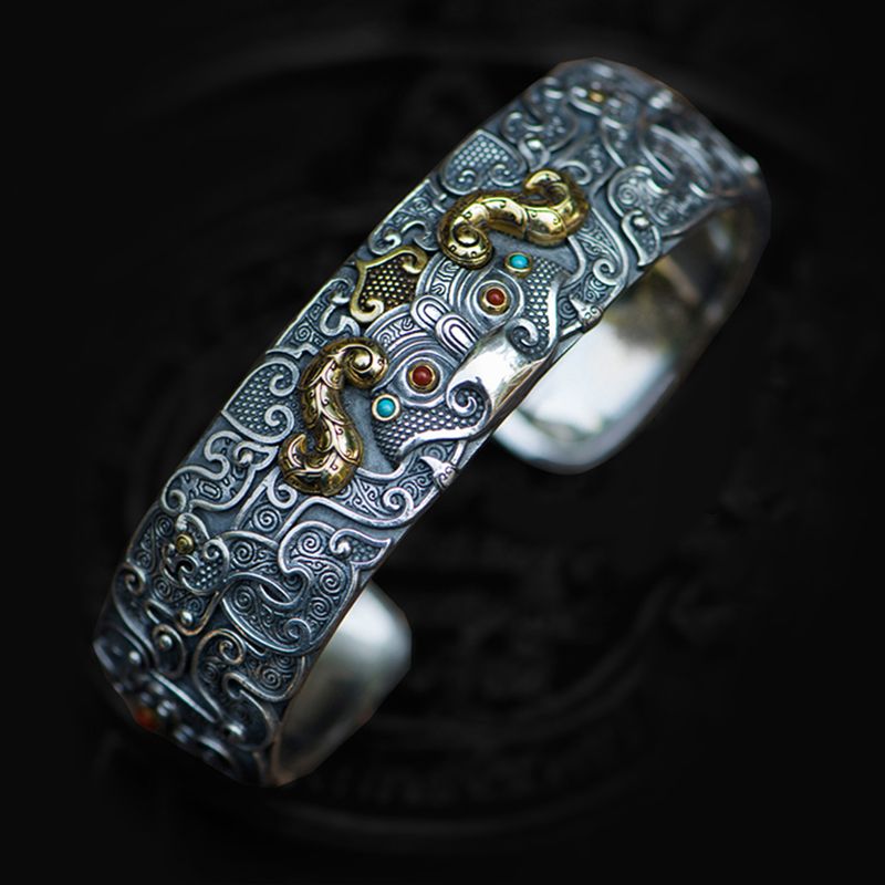 925 Silver Gluttonous Opening Adjustable Bracelet
