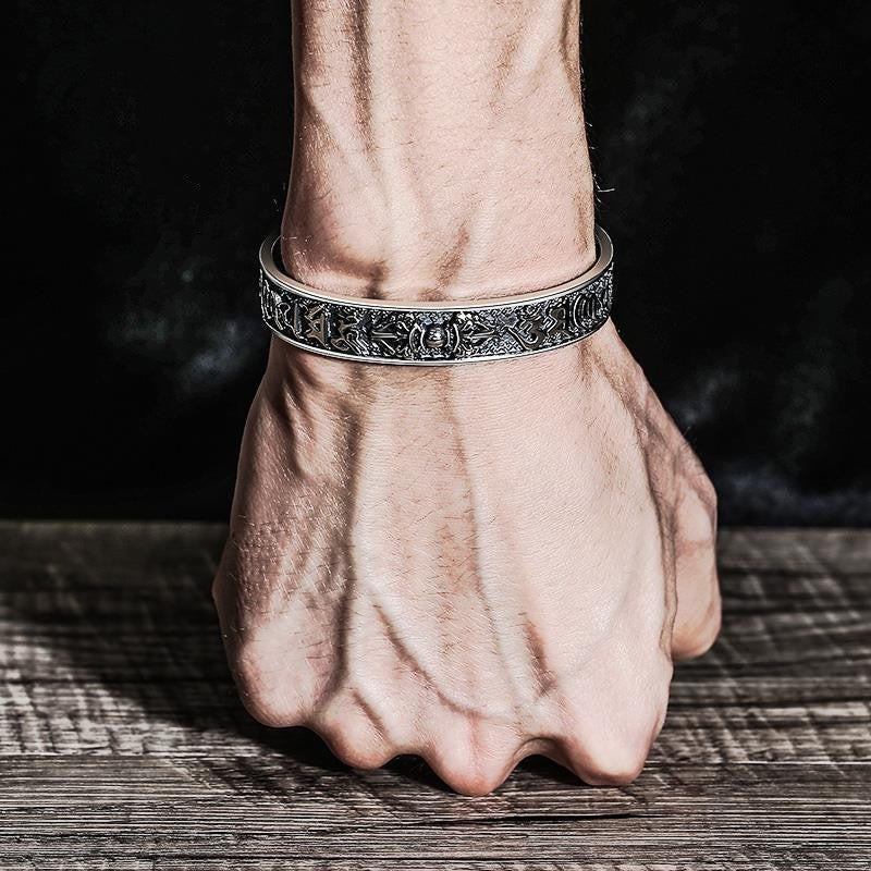 925 Silver Vintage Six-Character Mantra Ethnic Style Bracelet