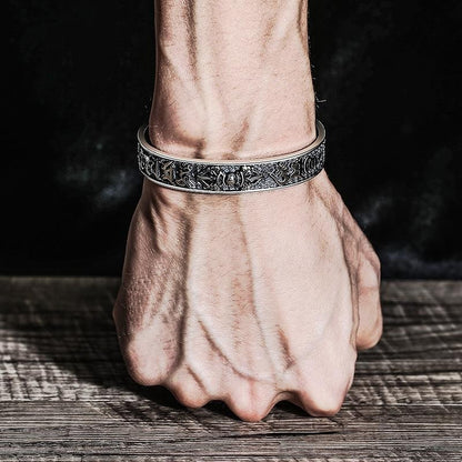 925 Silver Vintage Six-Character Mantra Ethnic Style Bracelet