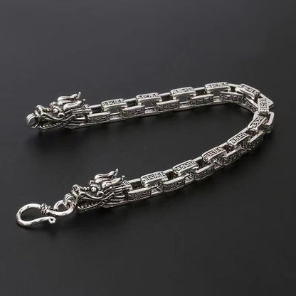 925 Sterling Silver Men's Handmade Vintage Six Dragons Bracelet