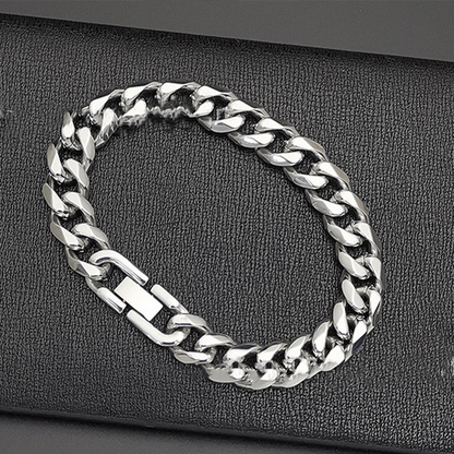S925 silver Men's personality Cuban bracelet versatile Cuban chain high-grade polished Taiigang hand ornaments